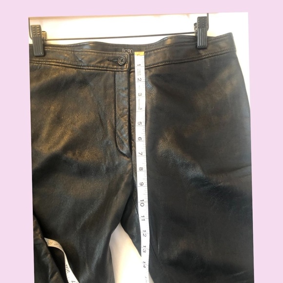 BCBG MAXAZRIA Black Front Button Straight-legged Leather Pants, Size 6 - Picture 13 of 16